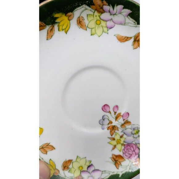 Stanley Bone China Pink Green Floral Wide Mouth Tea Cup Saucer Gold Trim Vintage - Picture 4 of 17